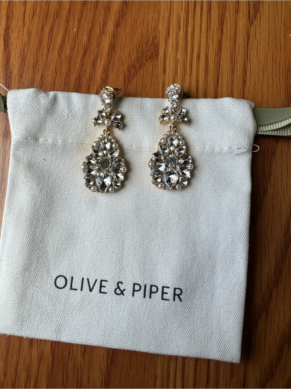 Olive & Piper Gold Crystal Drop Earrings